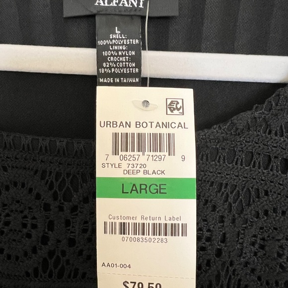 Alfani lace layered black blouse, Size Large - Picture 6 of 8